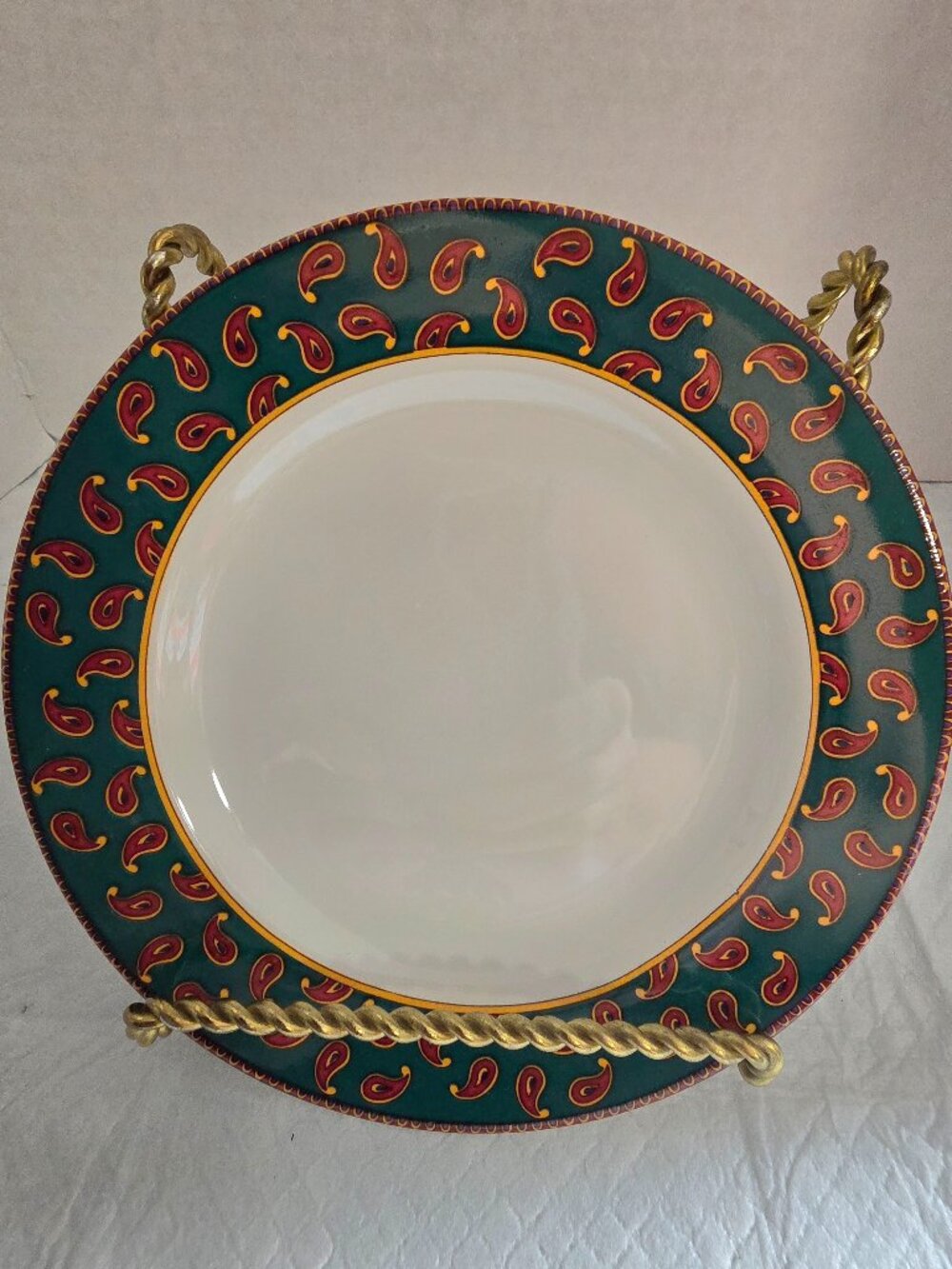 Windsor By Signature Housewares Stoneware Salad Plate Paisley Rrd Green 7 7/8" .